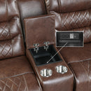  Manufacturer Color_Brown Motion Type_Reclining -- Homelegance Putnam Reclining Leather Look Loveseat with Console IMAGE 5