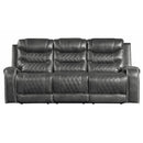  Manufacturer Color_Grey Motion Type_Reclining -- Putnam 9405GY-3 Double Reclining Sofa with Center Drop-Down Cup Holders, Receptacles and USB Ports IMAGE 1