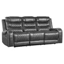  Manufacturer Color_Grey Motion Type_Reclining -- Putnam 9405GY-3 Double Reclining Sofa with Center Drop-Down Cup Holders, Receptacles and USB Ports IMAGE 2