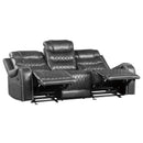  Manufacturer Color_Grey Motion Type_Reclining -- Putnam 9405GY-3 Double Reclining Sofa with Center Drop-Down Cup Holders, Receptacles and USB Ports IMAGE 3
