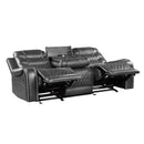  Manufacturer Color_Grey Motion Type_Reclining -- Putnam 9405GY-3 Double Reclining Sofa with Center Drop-Down Cup Holders, Receptacles and USB Ports IMAGE 4