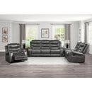  Manufacturer Color_Grey Motion Type_Reclining -- Putnam 9405GY-3 Double Reclining Sofa with Center Drop-Down Cup Holders, Receptacles and USB Ports IMAGE 7
