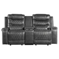  Manufacturer Color_Grey Motion Type_Reclining -- Putnam 9405GY-2 Double Glider Reclining Love Seat with Center Console, Receptacles and USB Port IMAGE 1