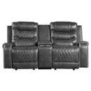  Manufacturer Color_Grey Motion Type_Reclining -- Putnam 9405GY-2 Double Glider Reclining Love Seat with Center Console, Receptacles and USB Port IMAGE 1