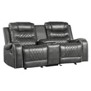  Manufacturer Color_Grey Motion Type_Reclining -- Putnam 9405GY-2 Double Glider Reclining Love Seat with Center Console, Receptacles and USB Port IMAGE 2