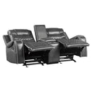  Manufacturer Color_Grey Motion Type_Reclining -- Putnam 9405GY-2 Double Glider Reclining Love Seat with Center Console, Receptacles and USB Port IMAGE 3