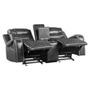  Manufacturer Color_Grey Motion Type_Reclining -- Putnam 9405GY-2 Double Glider Reclining Love Seat with Center Console, Receptacles and USB Port IMAGE 4