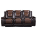  Manufacturer Color_2-tone (light brown and dark brown) -- Homelegance Briscoe Reclining Leather Look Sofa IMAGE 1