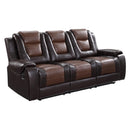  Manufacturer Color_2-tone (light brown and dark brown) -- Homelegance Briscoe Reclining Leather Look Sofa IMAGE 2