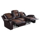  Manufacturer Color_2-tone (light brown and dark brown) -- Homelegance Briscoe Reclining Leather Look Sofa IMAGE 3