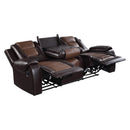  Manufacturer Color_2-tone (light brown and dark brown) -- Homelegance Briscoe Reclining Leather Look Sofa IMAGE 4