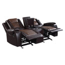  Manufacturer Color_2-tone (light brown and dark brown) -- Homelegance Briscoe Reclining Leather Look Loveseat with Console IMAGE 3