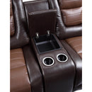  Manufacturer Color_2-tone (light brown and dark brown) -- Homelegance Briscoe Reclining Leather Look Loveseat with Console IMAGE 4