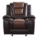  Manufacturer Color_2-tone (light brown and dark brown) -- Homelegance Briscoe Glider Leather Look Recliner IMAGE 1