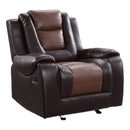  Manufacturer Color_2-tone (light brown and dark brown) -- Homelegance Briscoe Glider Leather Look Recliner IMAGE 2