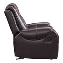  Manufacturer Color_2-tone (light brown and dark brown) -- Homelegance Briscoe Glider Leather Look Recliner IMAGE 3