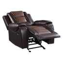  Manufacturer Color_2-tone (light brown and dark brown) -- Homelegance Briscoe Glider Leather Look Recliner IMAGE 4