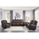  Manufacturer Color_2-tone (light brown and dark brown) -- Homelegance Briscoe Glider Leather Look Recliner IMAGE 5