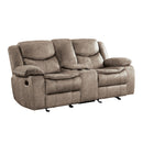  Homelegance Bastrop 8230FBR-2 Double Glider Reclining Love Seat with Center Console IMAGE 2