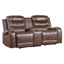  Manufacturer Color_Brown Motion Type_Power Recline -- Putnam 9405BR-2PW Power Double Reclining Love Seat with Center Console, Receptacles and USB Ports IMAGE 2