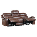  Manufacturer Color_Brown Motion Type_Power Recline -- Putnam 9405BR-3PW Power Double Reclining Sofa with Center Drop-Down Cup Holders and Receptacles IMAGE 3