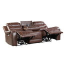  Manufacturer Color_Brown Motion Type_Power Recline -- Putnam 9405BR-3PW Power Double Reclining Sofa with Center Drop-Down Cup Holders and Receptacles IMAGE 4