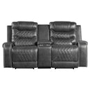  Manufacturer Color_Grey Motion Type_Power Recline -- Putnam 9405GY-2PW Power Double Reclining Love Seat with Center Console, Receptacles and USB Ports IMAGE 1