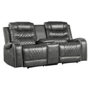  Manufacturer Color_Grey Motion Type_Power Recline -- Putnam 9405GY-2PW Power Double Reclining Love Seat with Center Console, Receptacles and USB Ports IMAGE 2