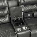  Manufacturer Color_Grey Motion Type_Power Recline -- Putnam 9405GY-2PW Power Double Reclining Love Seat with Center Console, Receptacles and USB Ports IMAGE 5