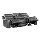  Manufacturer Color_Grey Motion Type_Power Recline -- Putnam 9405GY-3PW Power Double Reclining Sofa with Center Drop-Down Cup Holders and Receptacles IMAGE 4