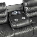  Manufacturer Color_Grey Motion Type_Power Recline -- Putnam 9405GY-3PW Power Double Reclining Sofa with Center Drop-Down Cup Holders and Receptacles IMAGE 5