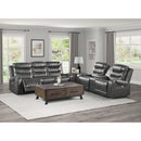  Manufacturer Color_Grey Motion Type_Power Recline -- Putnam 9405GY-3PW Power Double Reclining Sofa with Center Drop-Down Cup Holders and Receptacles IMAGE 6