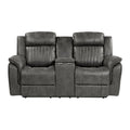  Manufacturer Color_Brownish grey -- Homelegance Centeroak Reclining Fabric Loveseat with Console IMAGE 1