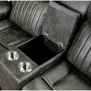  Manufacturer Color_Brownish grey -- Homelegance Centeroak Reclining Fabric Loveseat with Console IMAGE 4