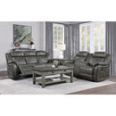  Manufacturer Color_Brownish grey -- Homelegance Centeroak Reclining Fabric Loveseat with Console IMAGE 5
