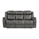  Manufacturer Color_Brownish grey -- Homelegance Centeroak Reclining Fabric Sofa IMAGE 1