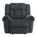  Manufacturer Color_Charcoal grey -- Homelegance Nutmeg Glider Fabric Recliner IMAGE 1