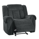  Manufacturer Color_Charcoal grey -- Homelegance Nutmeg Glider Fabric Recliner IMAGE 2