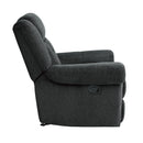  Manufacturer Color_Charcoal grey -- Homelegance Nutmeg Glider Fabric Recliner IMAGE 3