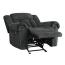  Manufacturer Color_Charcoal grey -- Homelegance Nutmeg Glider Fabric Recliner IMAGE 5
