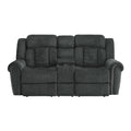  Manufacturer Color_Charcoal grey -- Homelegance Nutmeg Reclining Fabric Loveseat with Console IMAGE 1