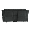  Manufacturer Color_Charcoal grey -- Homelegance Nutmeg Reclining Fabric Loveseat with Console IMAGE 4