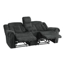  Manufacturer Color_Charcoal grey -- Homelegance Nutmeg Reclining Fabric Loveseat with Console IMAGE 5