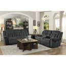  Manufacturer Color_Charcoal grey -- Homelegance Nutmeg Reclining Fabric Loveseat with Console IMAGE 7