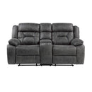  Manufacturer Color_Grey -- Madrona Hill 9989GY-2 Double Reclining Love Seat with Center Console IMAGE 1
