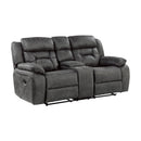  Manufacturer Color_Grey -- Madrona Hill 9989GY-2 Double Reclining Love Seat with Center Console IMAGE 2