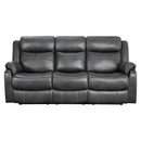  Manufacturer Color_Grey -- Yerba 9990GY-3 Double Lay Flat Reclining Sofa with Center Drop-Down Cup Holders IMAGE 1