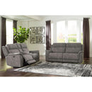  Manufacturer Color_Slate -- Signature Design by Ashley Next Gen DuraPella Power Reclining Leather Look Loveseat with Console IMAGE 11