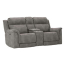  Manufacturer Color_Slate -- Signature Design by Ashley Next Gen DuraPella Power Reclining Leather Look Loveseat with Console IMAGE 1