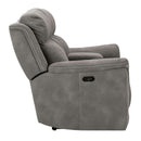  Manufacturer Color_Slate -- Signature Design by Ashley Next Gen DuraPella Power Reclining Leather Look Loveseat with Console IMAGE 4